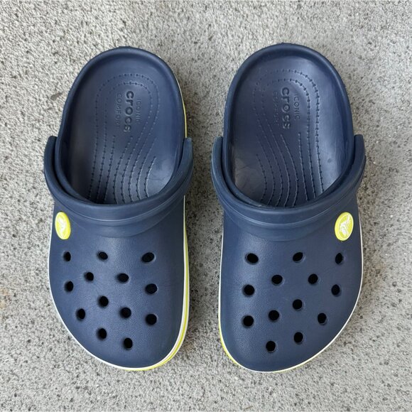 CROCS Crocband Clogs C12 12 Classic Yellow/Blue Slip On Shoes Unisex Toddler Boy - Picture 8 of 10